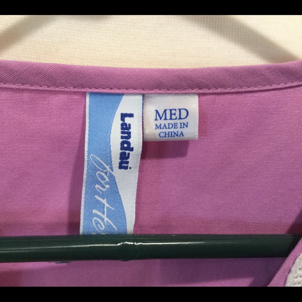 2/$12.00. Landau, Medium, Pink/purple short sleeve v-neck scrub top - Picture 4 of 5